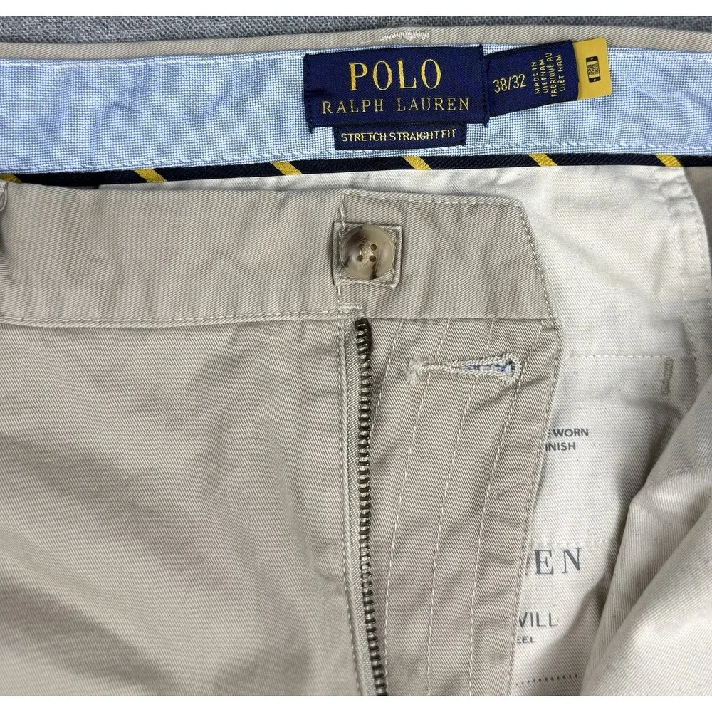 Polo Ralph Lauren Men's 38 Beige Chino Pants Straight Fit Stretch Twill Pockets